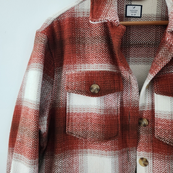 Denver Hayes Shacket In Plaid, Wool Pockets Oversized Women Size Small - Picture 3 of 11